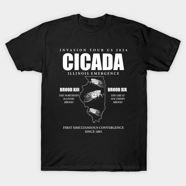 Cicada Illinois Invasion Us Tour Brood XIX XIII 2024 T-Shirt by ANAREL